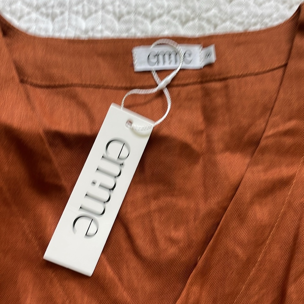 Emme Rust Orange Button-Down Linen Maternity Dress - image 2